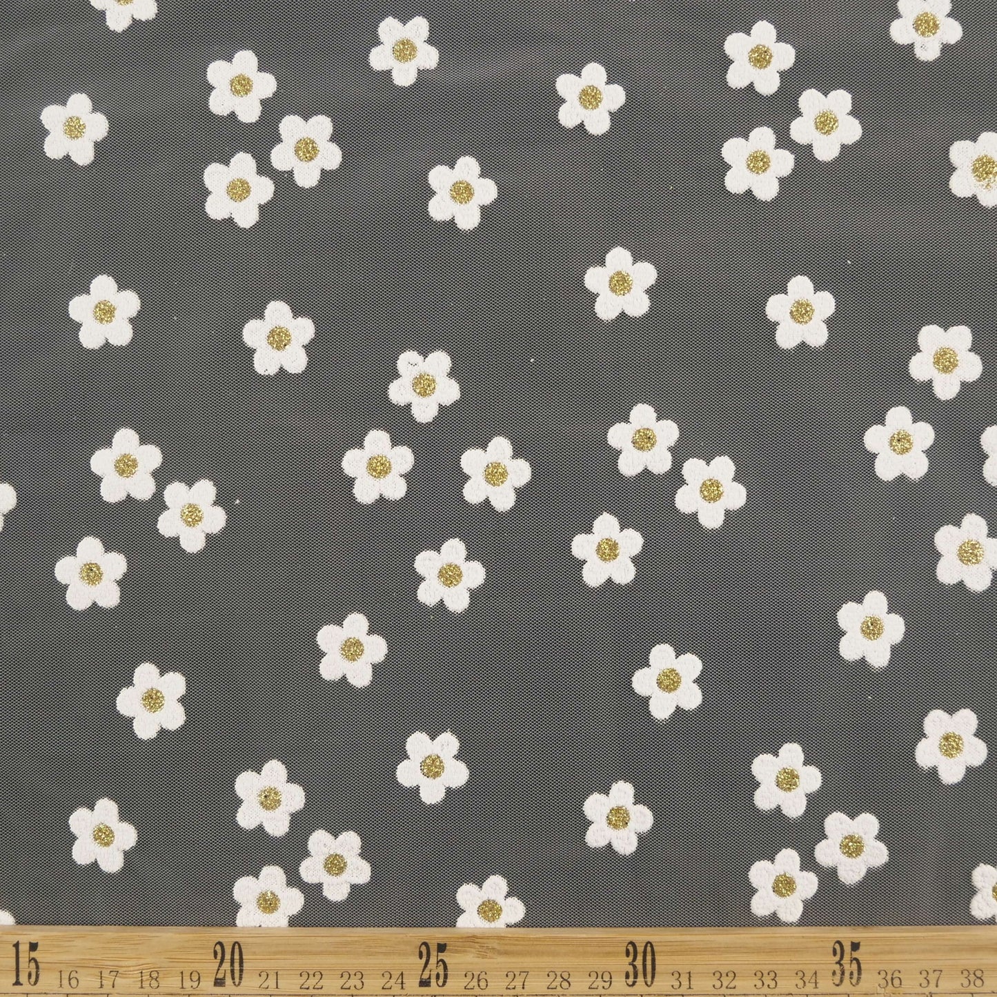 TUL FRANCES BLANCO BRILLANTE MARGARITAS