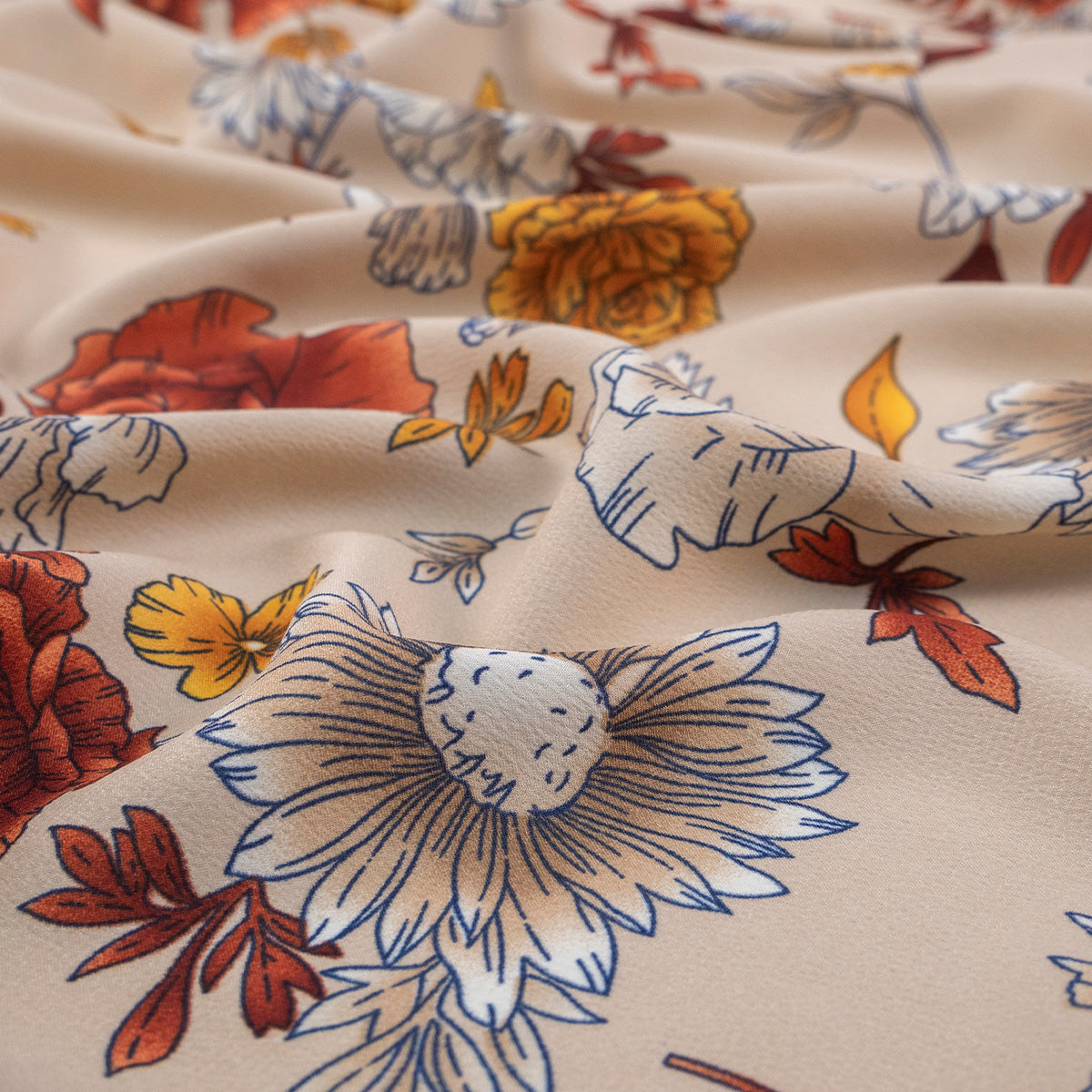 SATEN CREPE ESTAMPADO BEIGE LANA