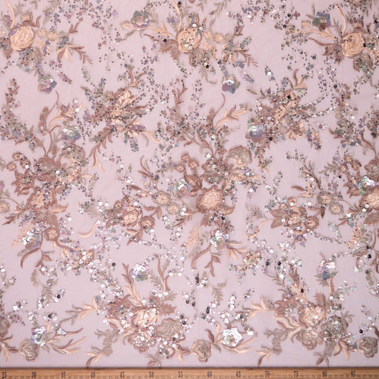 TUL MARNI ROSA PIEL DURAZNO CON FLORES