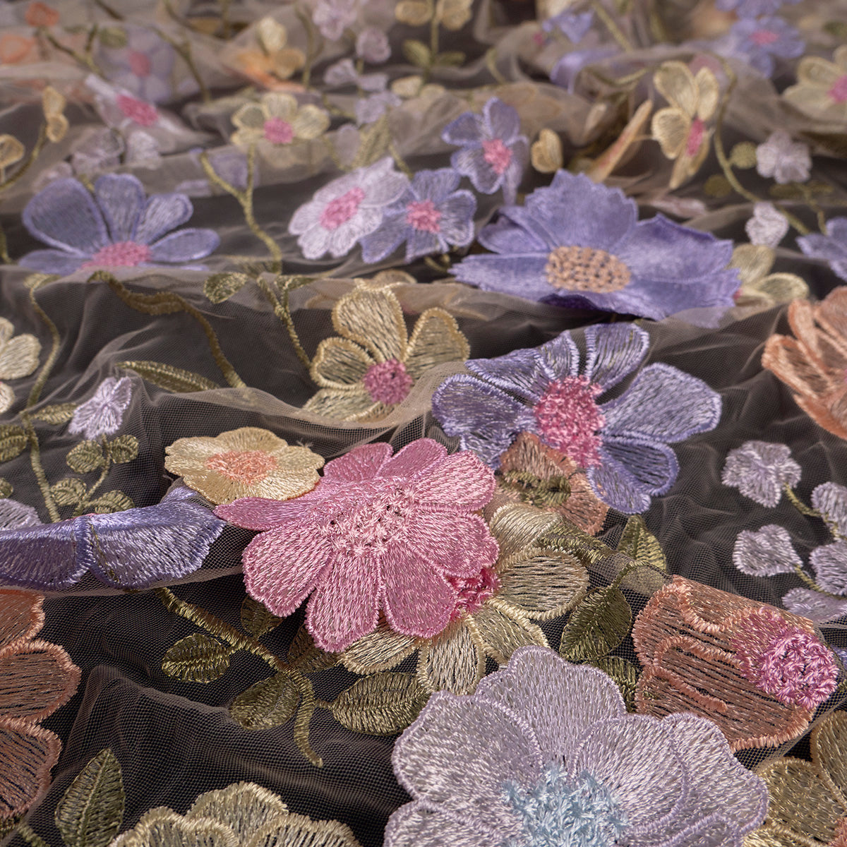 TUL MARNI LILA ORQUIDEA FLORES PASTEL EN 3D