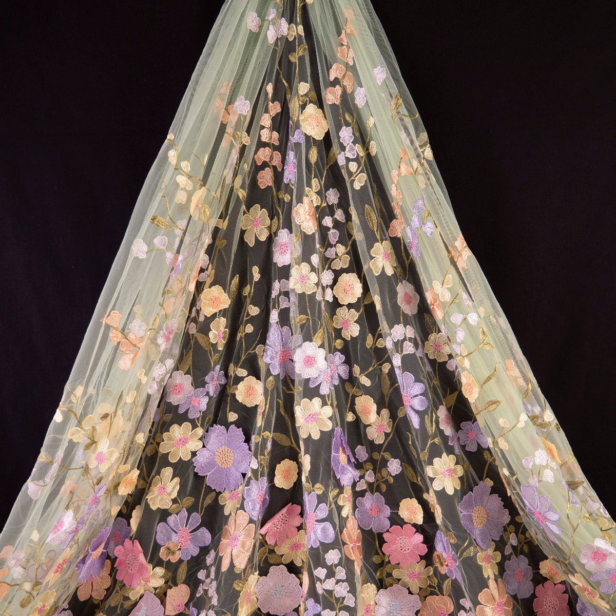 TUL MARNI VERDE AGUA LILY FLORES PASTEL EN 3D
