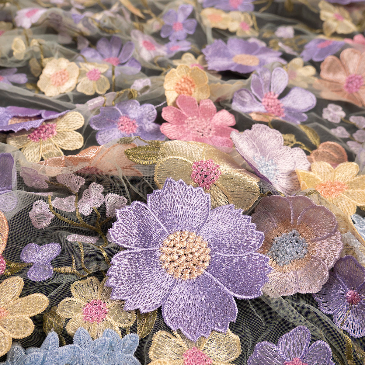 TUL MARNI VERDE AGUA LILY FLORES PASTEL EN 3D