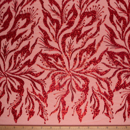 TUL GALLIANO ROJO SCARLATA FLORES