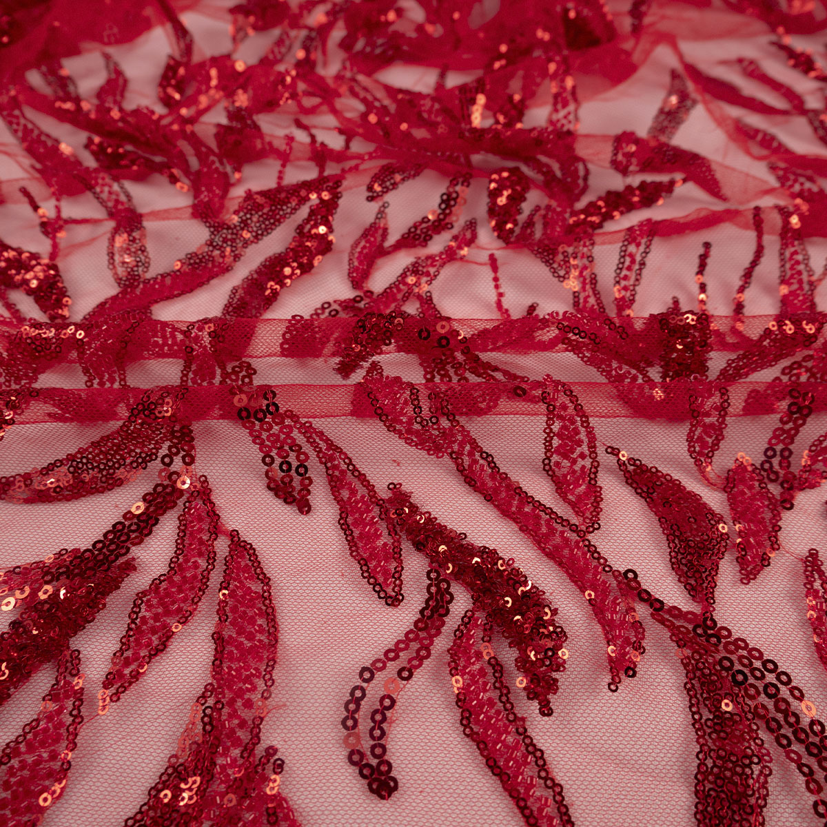 TUL GALLIANO ROJO SCARLATA HOJAS