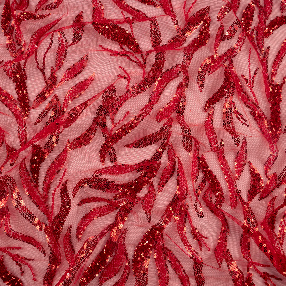 TUL GALLIANO ROJO SCARLATA HOJAS