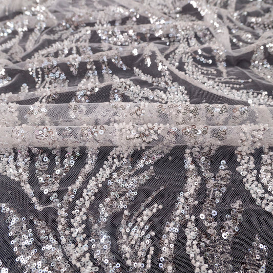 TUL GALLIANO BLANCO BRILLANTE CASCADA