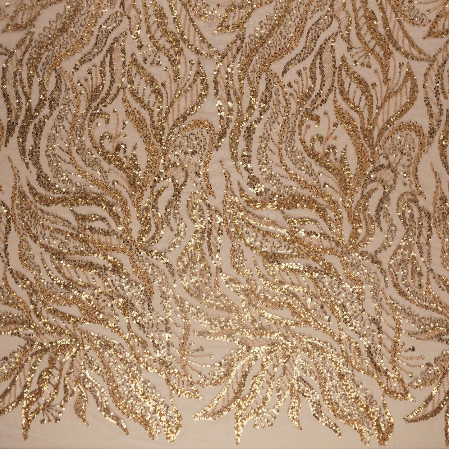 TUL GALLIANO BEIGE SPONGE LENTEJUELAS DORADAS