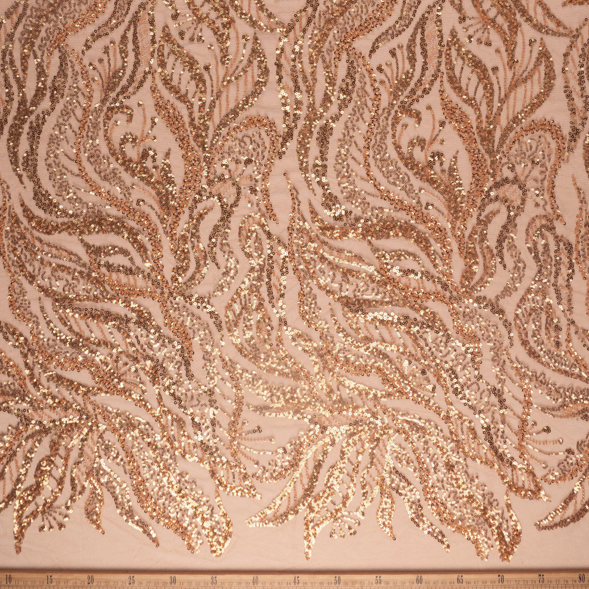 TUL GALLIANO BEIGE SPONGE LENTEJUELAS DORADAS