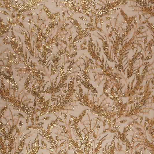 TUL GALLIANO CAMEL SEMILLAS HOJAS DORADAS