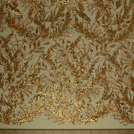 TUL GALLIANO CAMEL SEMILLAS HOJAS DORADAS