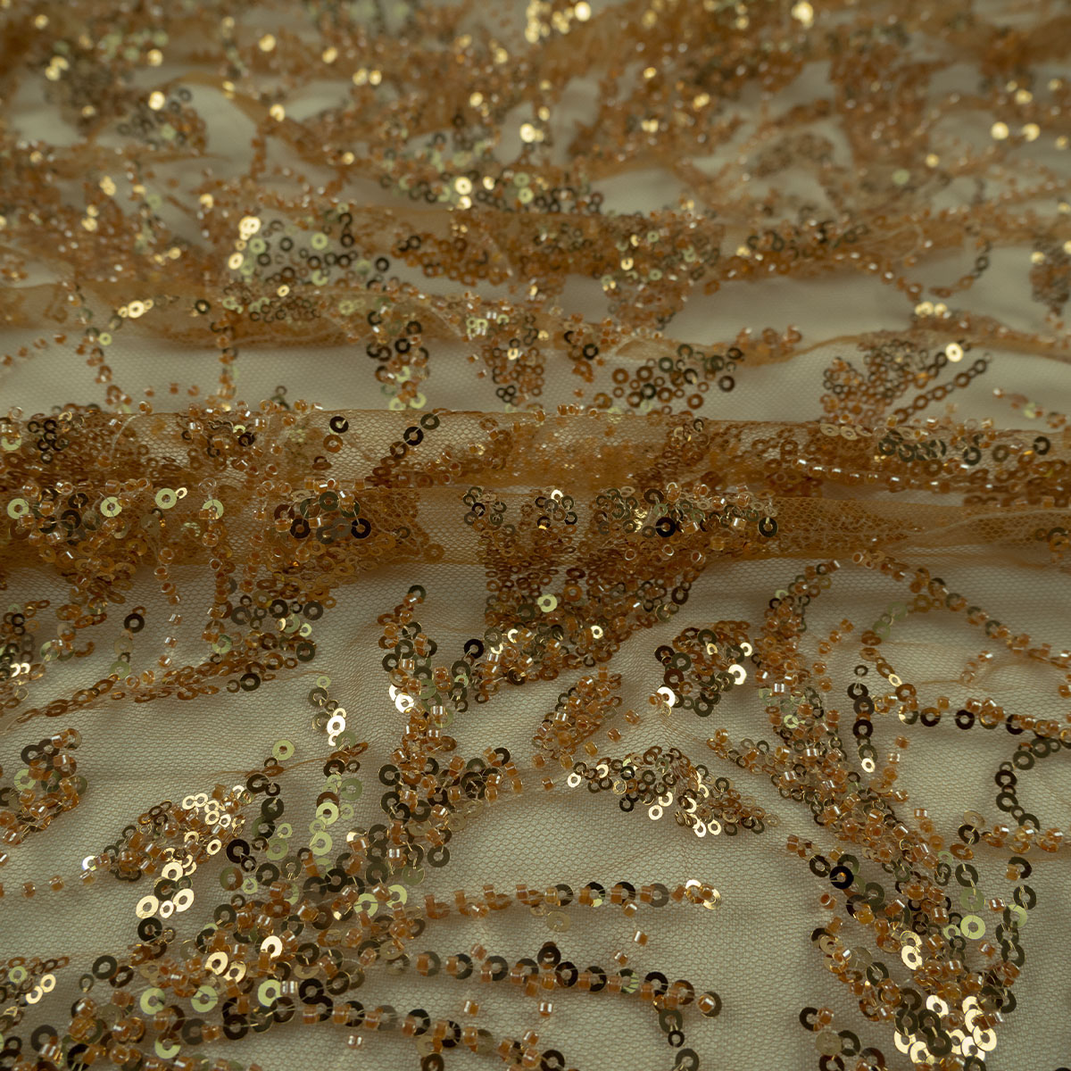 TUL GALLIANO CAMEL SEMILLAS HOJAS DORADAS