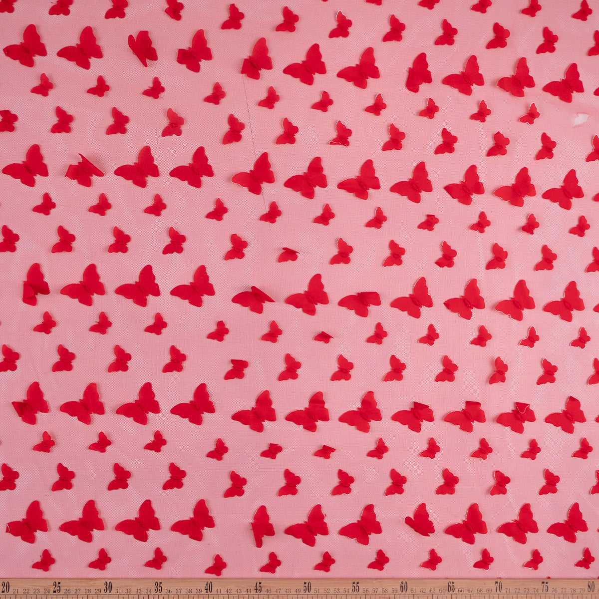 TUL GALLIANO ROJO SCARLATA MARIPOSAS 3D