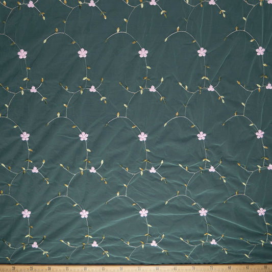 TUL SOPHIA VERDE AGUA ARANA CON FLORES PEQUEÑAS