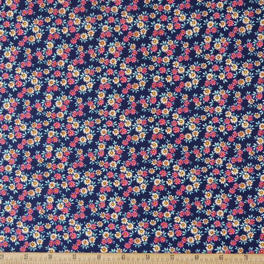 MICRO TWILL ESTAMPADO AZUL ECLIPSE TOTAL FLORES PEQUEÑAS