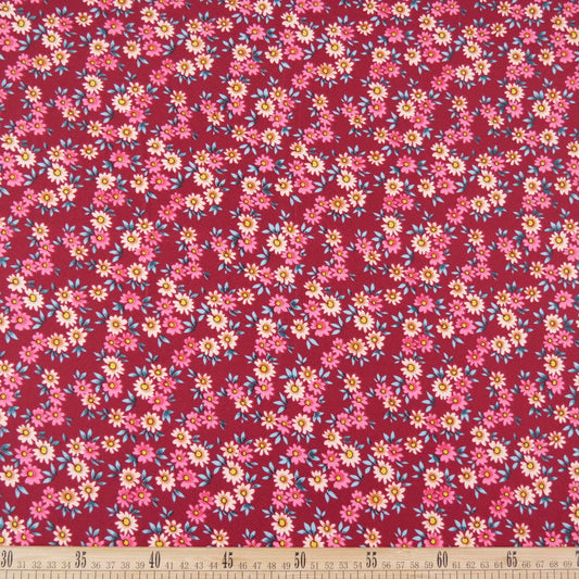 MICRO TWILL ESTAMPADO BORDO RUMBA FLORAL