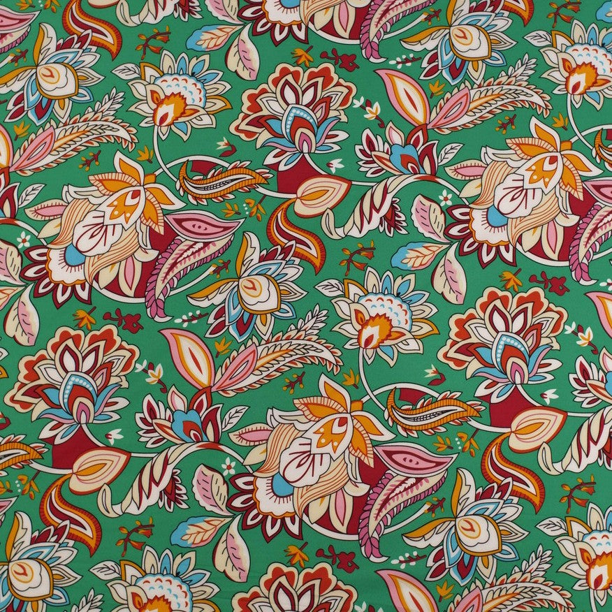 MICRO FOURWAY ESTAMPADO VERDE FRIJOL CON FLORES DE COLORES