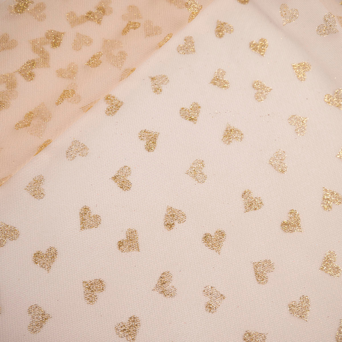 TUL GLITTER CORAZONES CAMEL CARAMELO