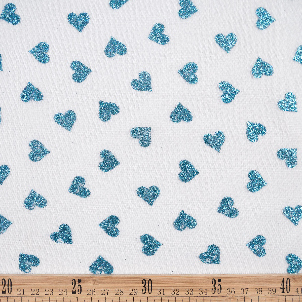 TUL GLITTER CORAZONES CELESTE CANAL