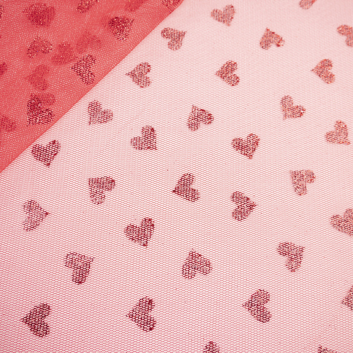 TUL GLITTER CORAZONES ROJO CARMESI