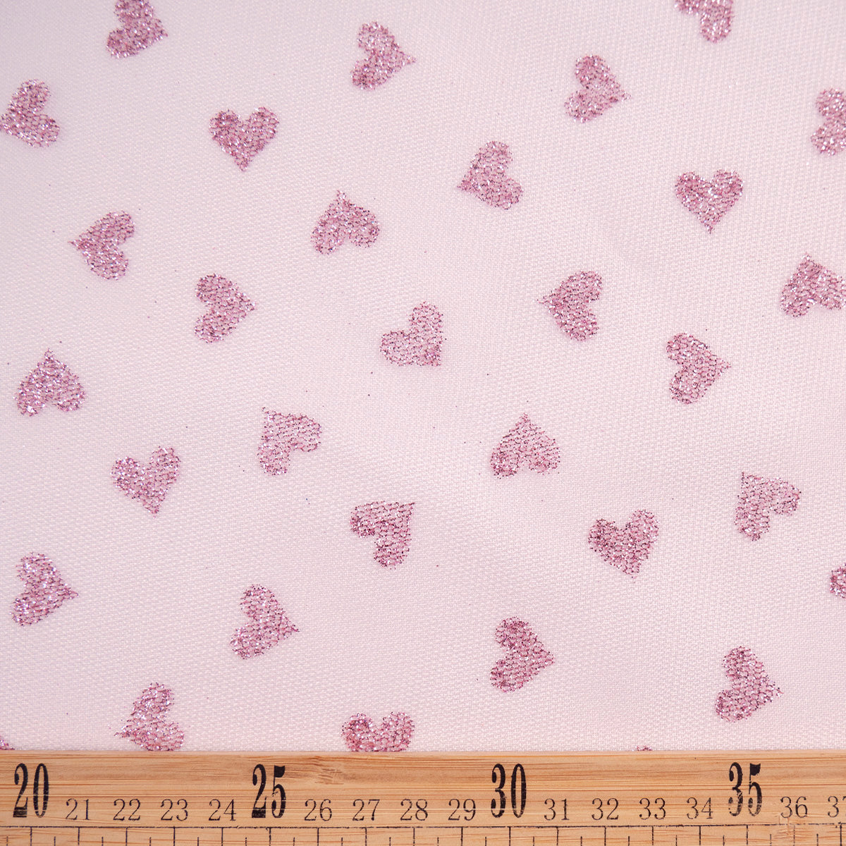 TUL GLITTER CORAZONES ROSA MISTY