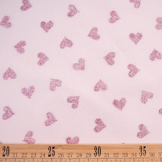 TUL GLITTER CORAZONES ROSA MISTY