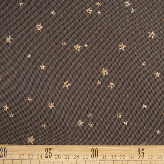 TUL GLITTER ESTRELLAS BEIGE TOSCANA
