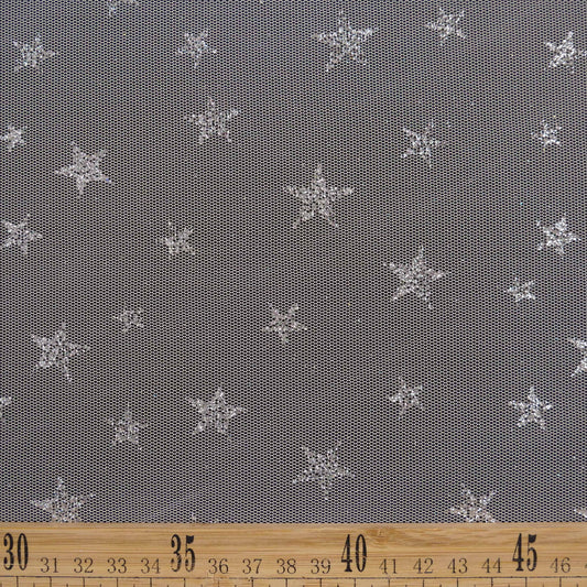 TUL GLITTER ESTRELLAS GRIS PLATA