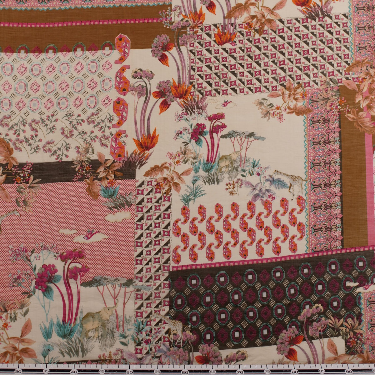 SEDA HINDU ESTAMPADA ROSA APRICOT PATCHWORK