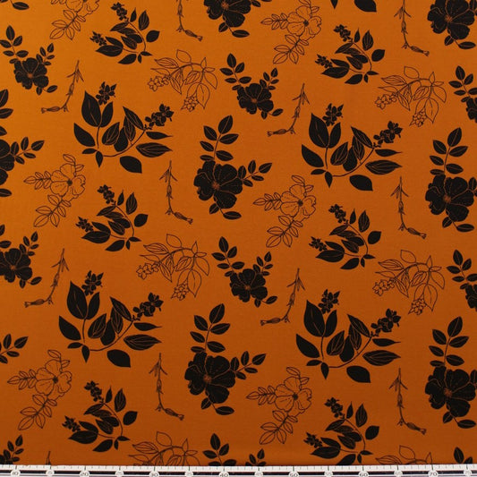 CREPE CEY ESTAMPADO MARRON CUERO FLORAL