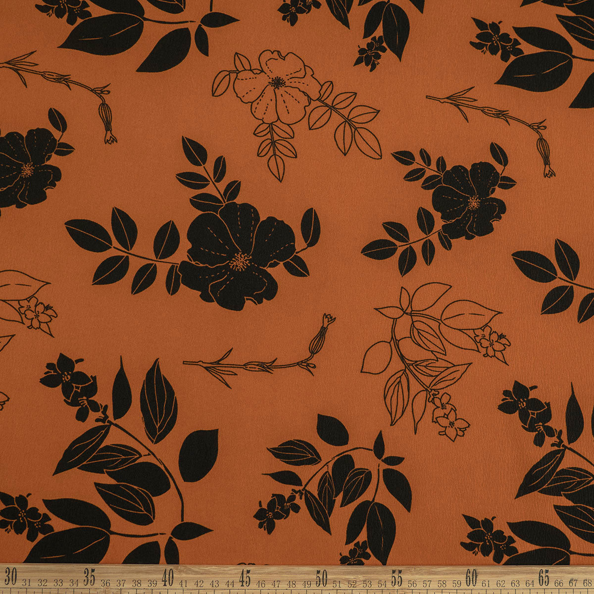 CREPE CEY ESTAMPADO MARRON CUERO FLORAL