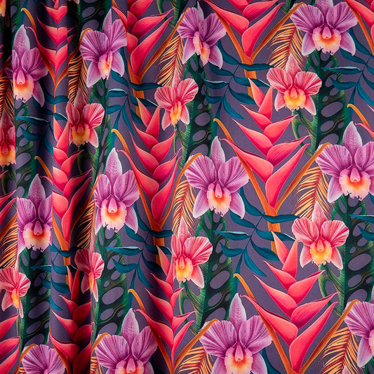 CREPE CEY ESTAMPADO PURPURA ARGYLE HOJA FLORAL