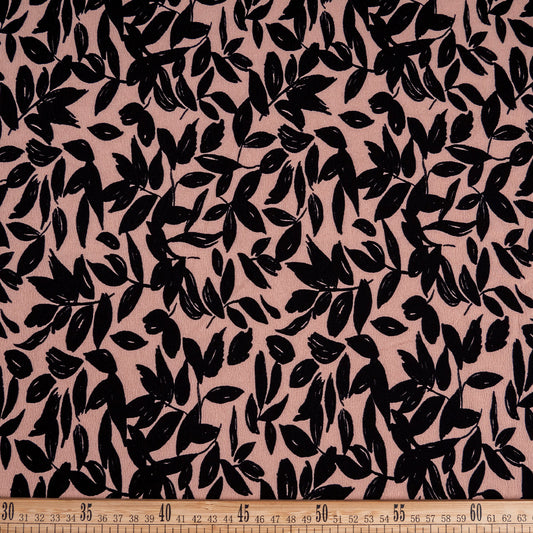 CREPE CEY ESTAMPADO MARRON TUFFET BOTANICO CON HOJAS