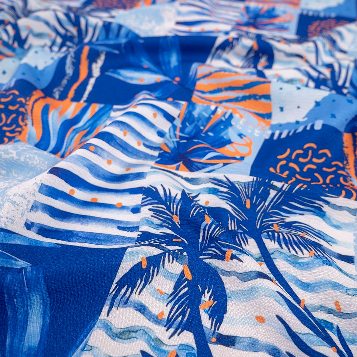 CREPE CEY ESTAMPADO AZUL DESLUMBRANTE HAWAIANO
