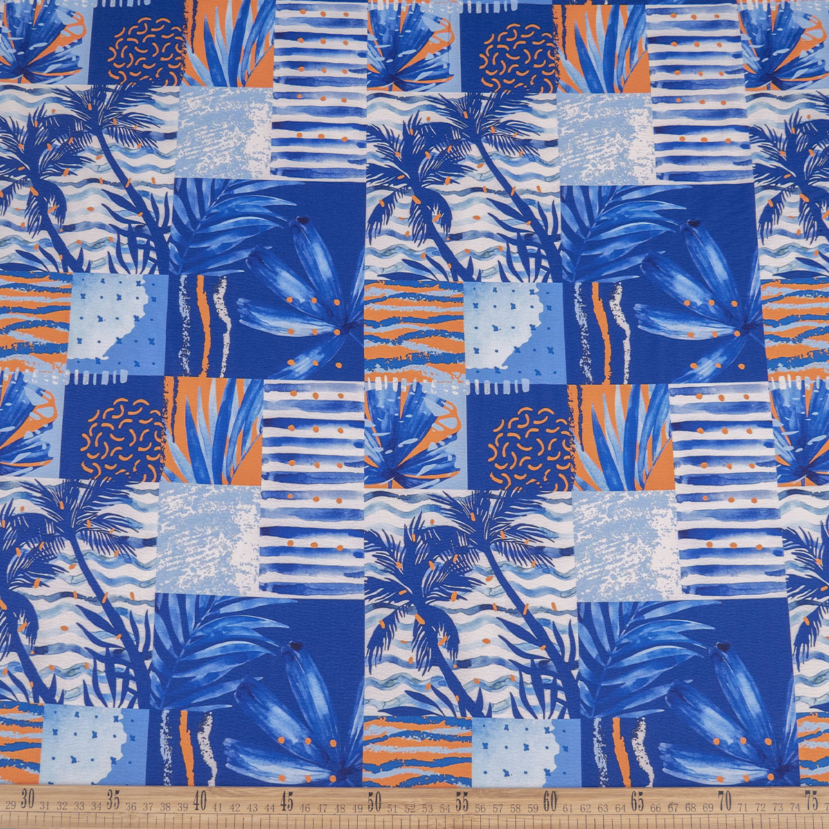 CREPE CEY ESTAMPADO AZUL DESLUMBRANTE HAWAIANO