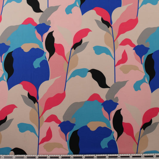 CREPE CEY ESTAMPADO BEIGE LANA HOJAS