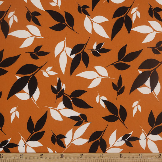 CREPE CEY ESTAMPADO MARRON BOSSA NOVA HOJAS