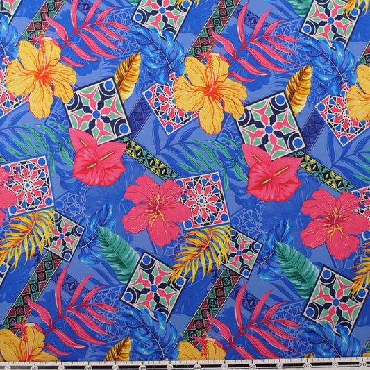 CREPE CEY ESTAMPADO AZUL ULTRAMARINO HAWAIANO