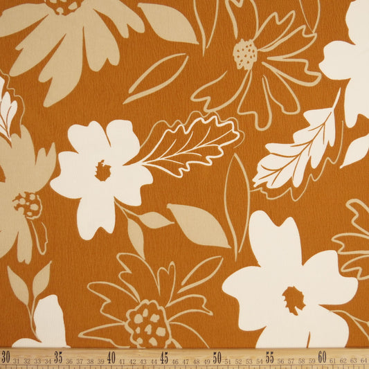 CREPE CEY ESTAMPADO MARRON SUDAN CON FLORES GRANDES