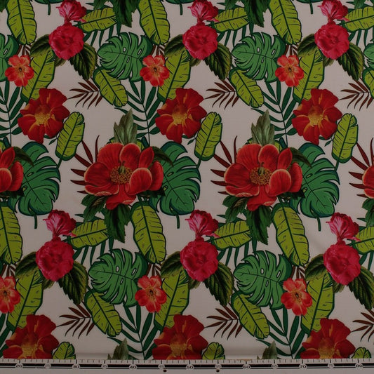 CREPE CEY ESTAMPADO BLANCO BRILLANTE HOJA FLORAL