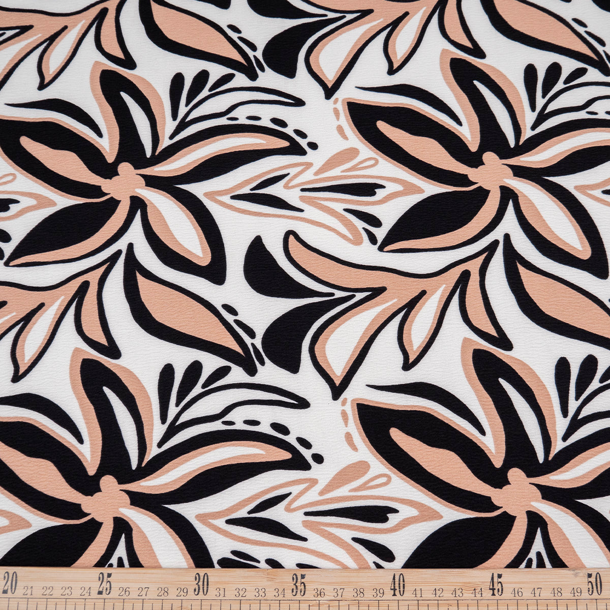 CREPE CEY ESTAMPADO VAINILLA INVIERNO PINCELADAS FLORALES
