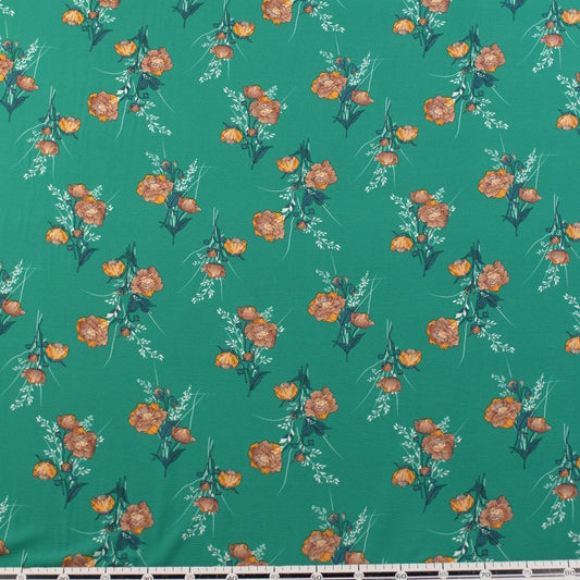 CREPE CEY ESTAMPADO VERDE CERAMICA RAMO FLORAL