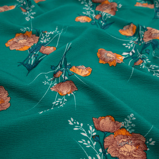 CREPE CEY ESTAMPADO VERDE CERAMICA RAMO FLORAL