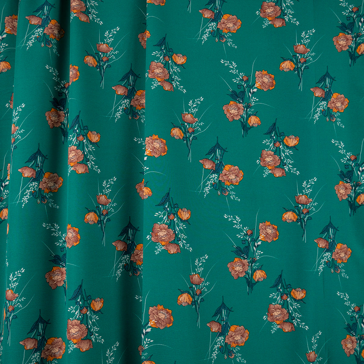 CREPE CEY ESTAMPADO VERDE CERAMICA RAMO FLORAL