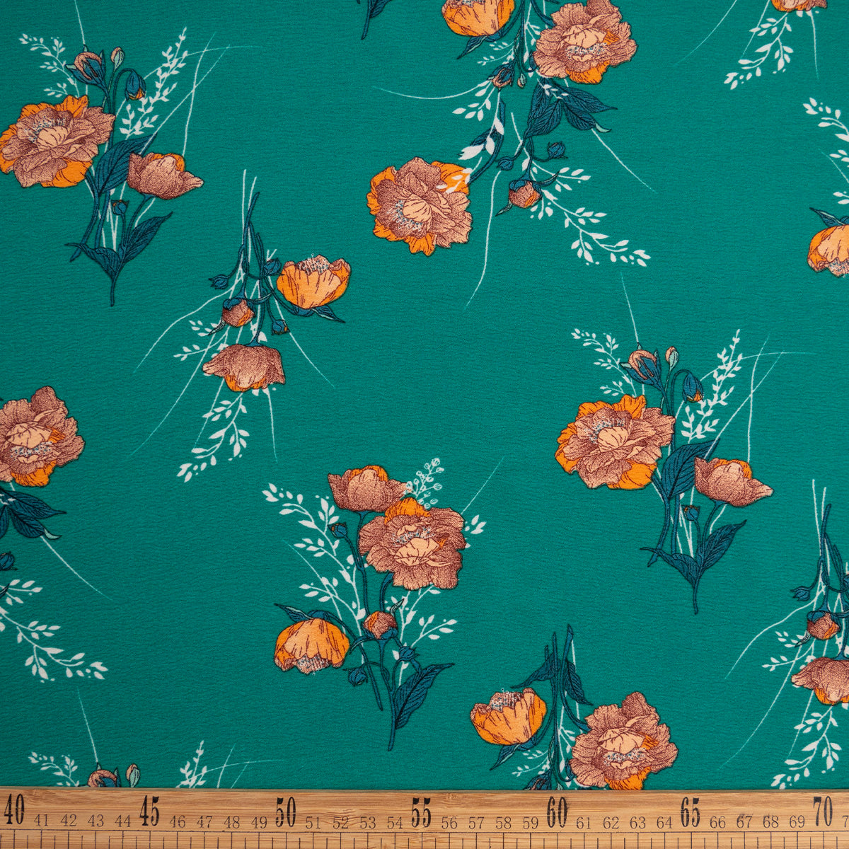 CREPE CEY ESTAMPADO VERDE CERAMICA RAMO FLORAL