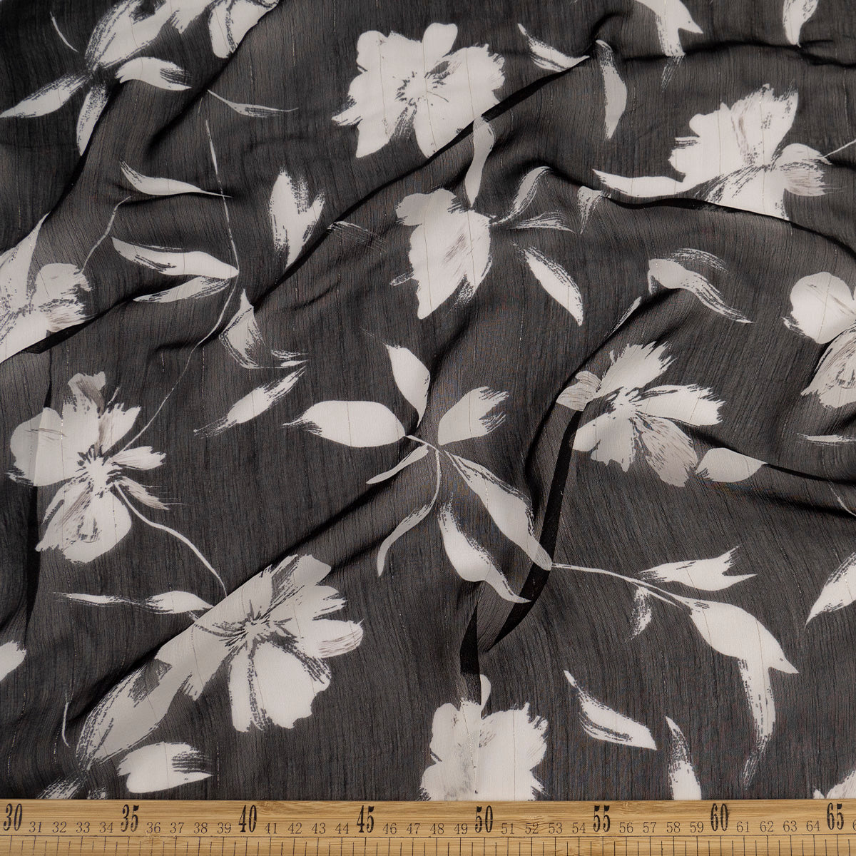GASA LUREX FOIL NEGRO METEORITO CON FLORES BLANCAS