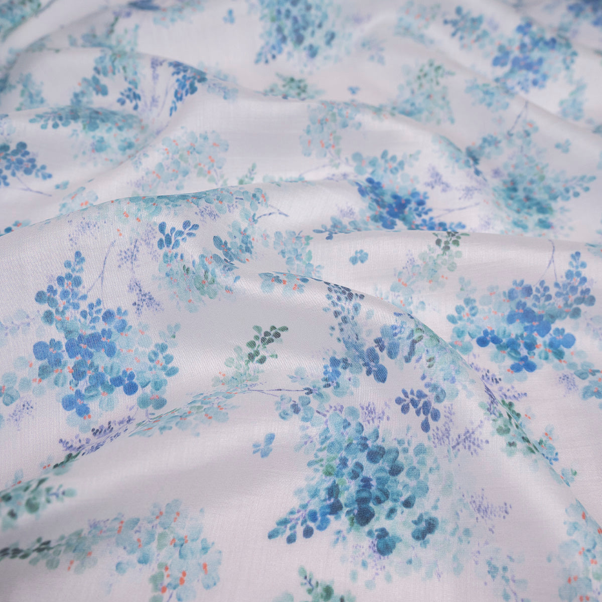 GASA ESTAMPADA TENCEL CELESTE ACUATICO FLORAL AZUL