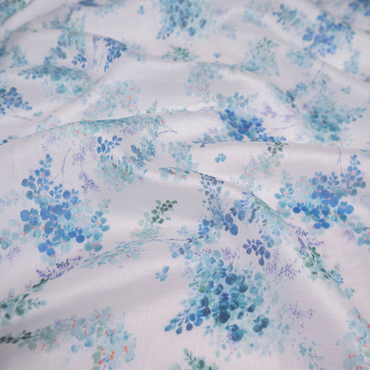 GASA ESTAMPADA TENCEL CELESTE ACUATICO FLORAL AZUL