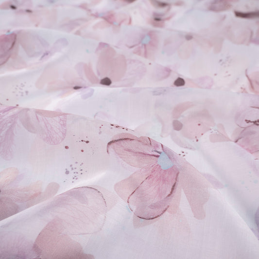 GASA ESTAMPADA TENCEL ROSA AMANECER ACUARELA FLORAL SUAVE