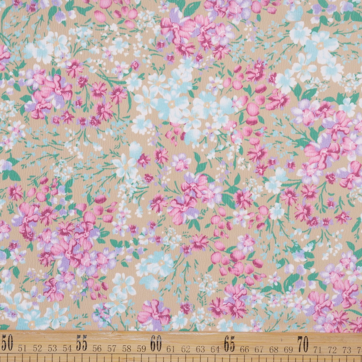 CREPE LAUREN ESTAMPADO BEIGE TRIGO FLORAL