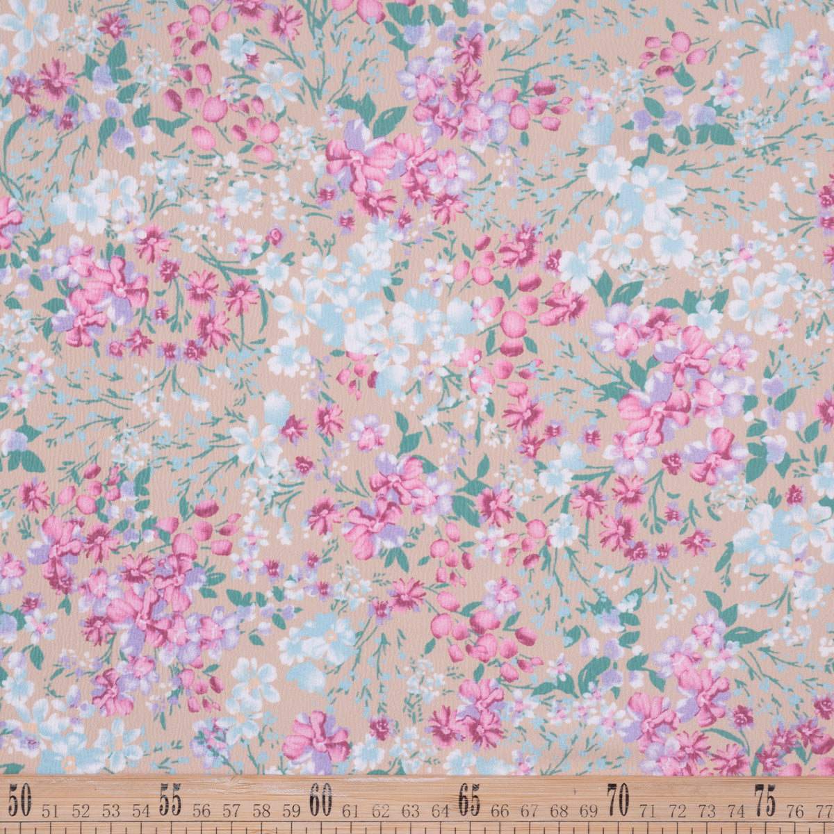 CREPE LAUREN ESTAMPADO BEIGE TRIGO FLORAL